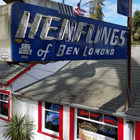 Photo of the front of dive bar Henfling's in Ben Lomond, CA