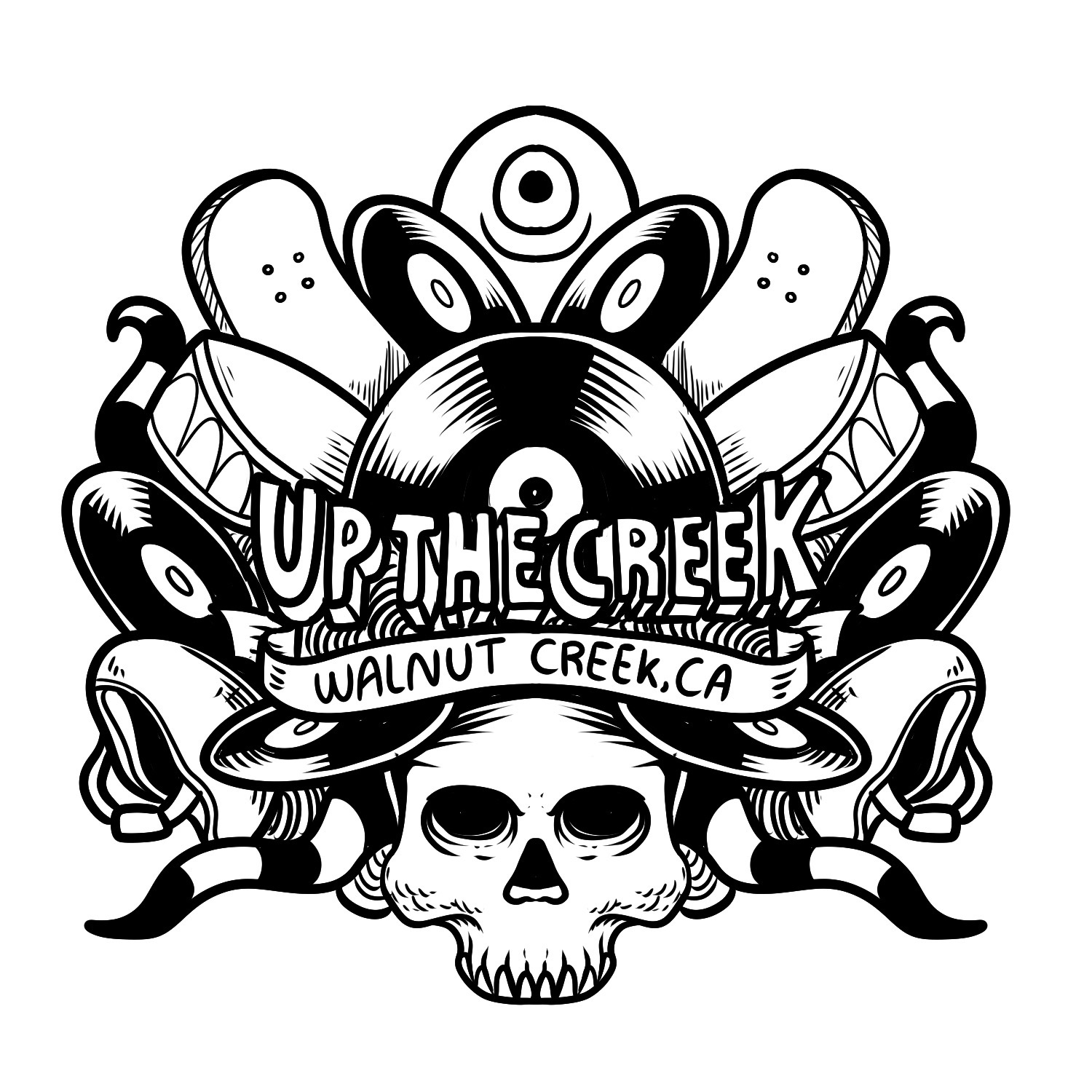 Logo for Up The Creek Records, music store in Walnut Creek, CA