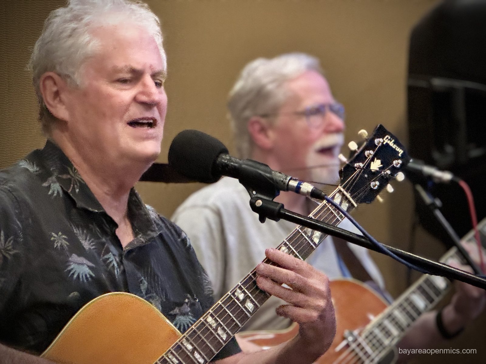 Michael Lusk and David R perform together at the Three Flames open mic in San Jose