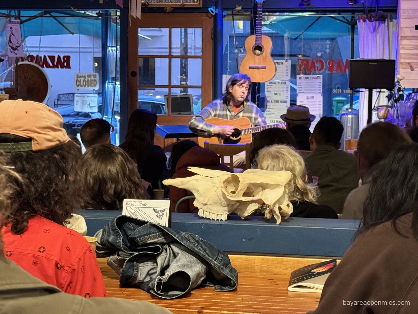 EG Phillips performs to the crowd at The Bazaar Cafe