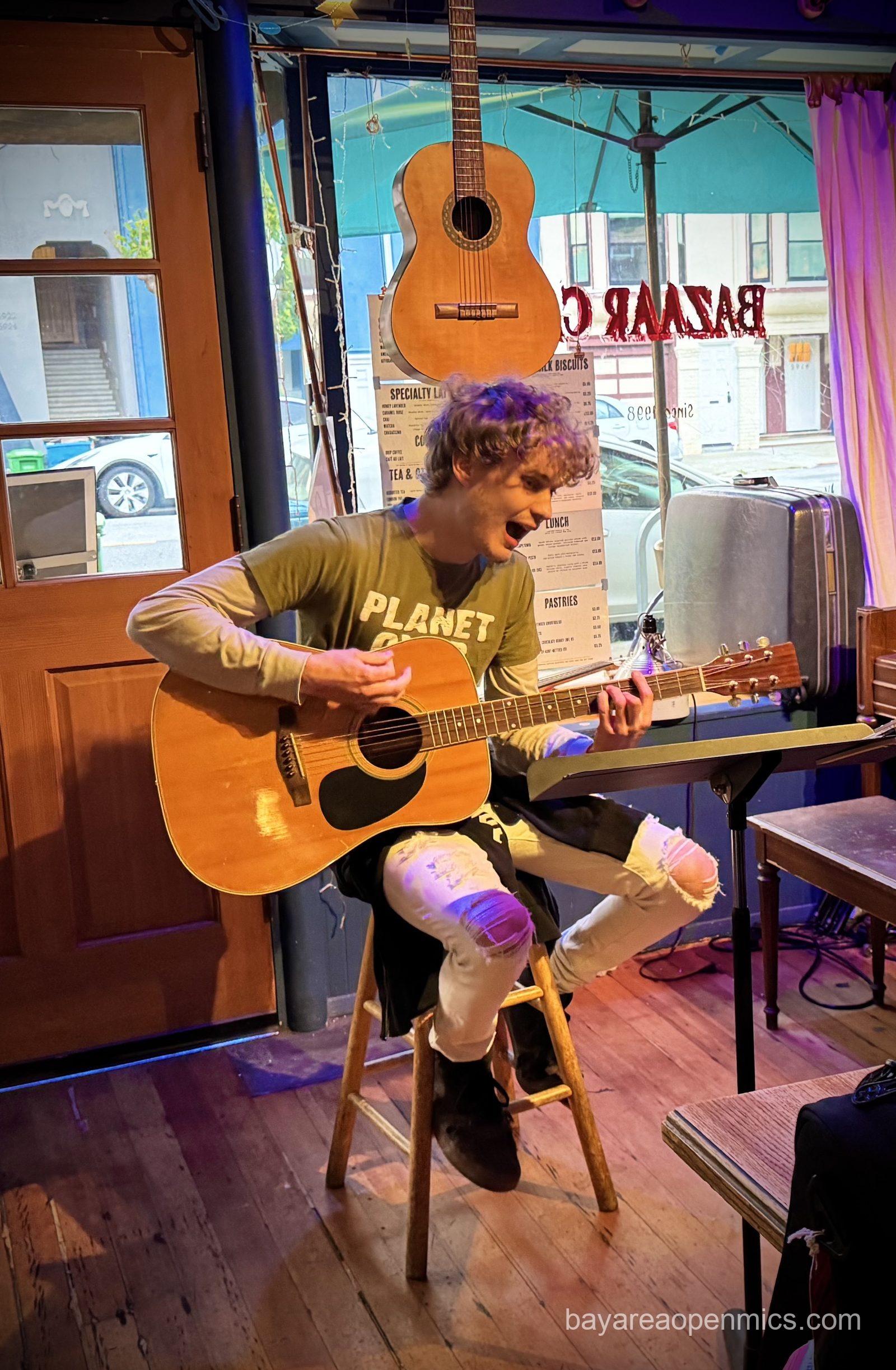 Ethan performs at The Bazaar Cafe open mic in San Francisco