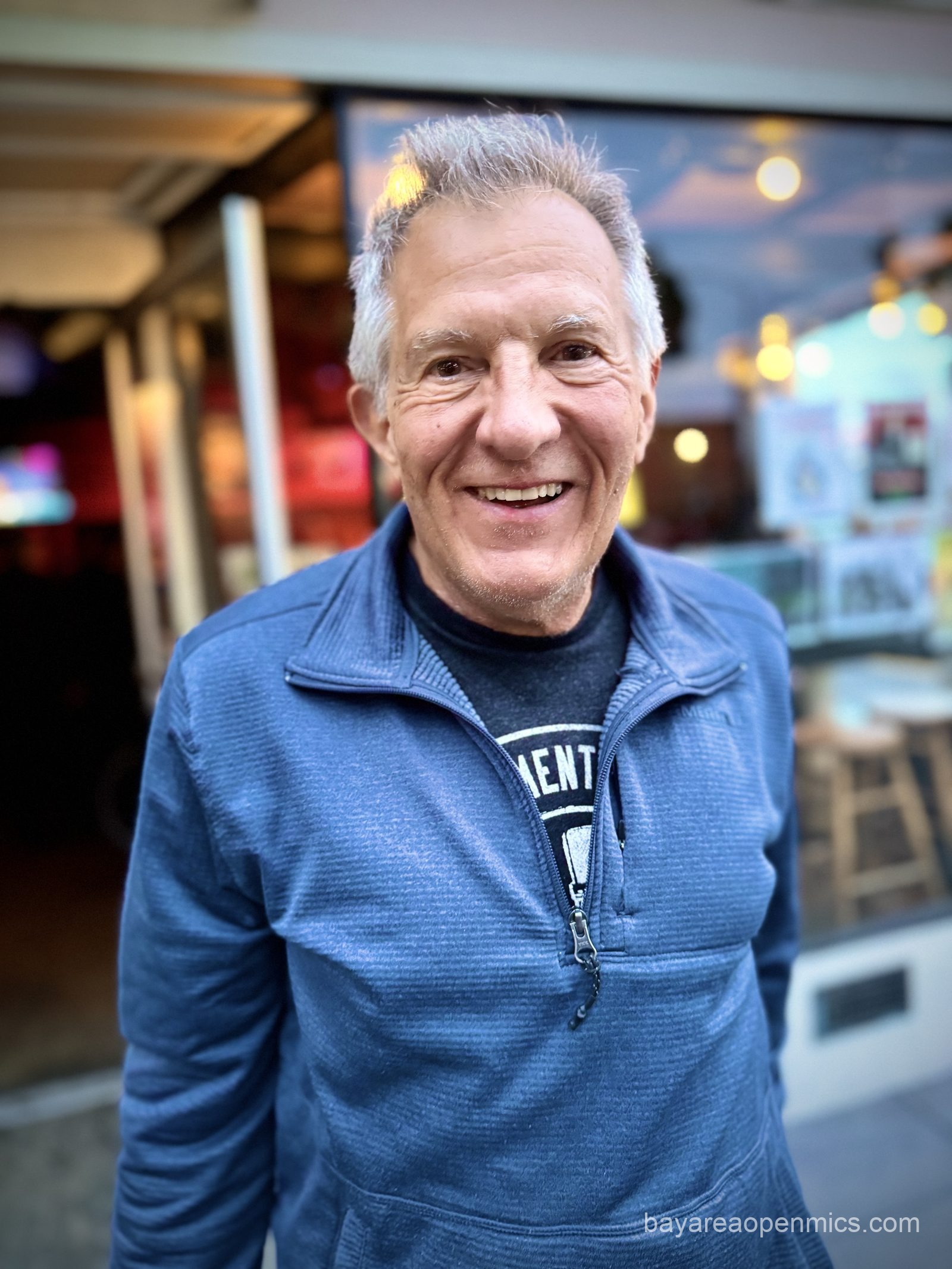 John outside the Hayward Bistro Open Mic