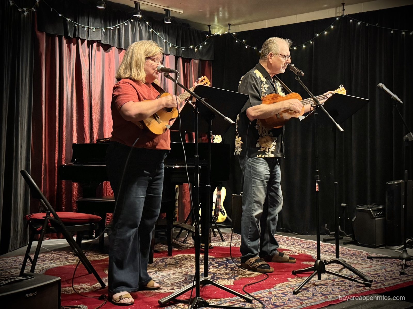 Laura Brandt and Jeff Klein perform at the Front Porch Music open mic at Lamorinda Music in Lafayette