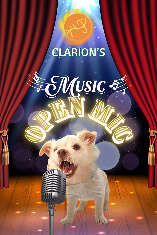 Flyer for The Clarion Open Mic & Karaoke