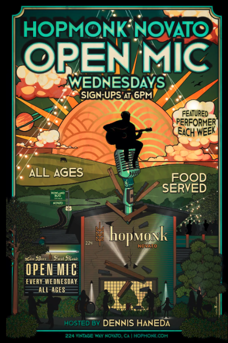 Flyer for Hopmonk Novato Open Mic at HopMonk Nov