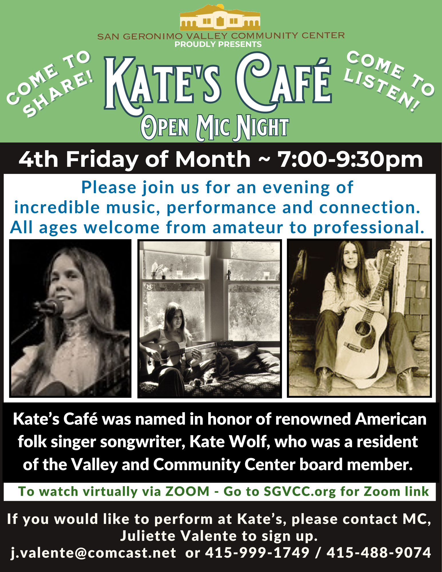 Flyer for Kate's Cafe at Kate's Cafe