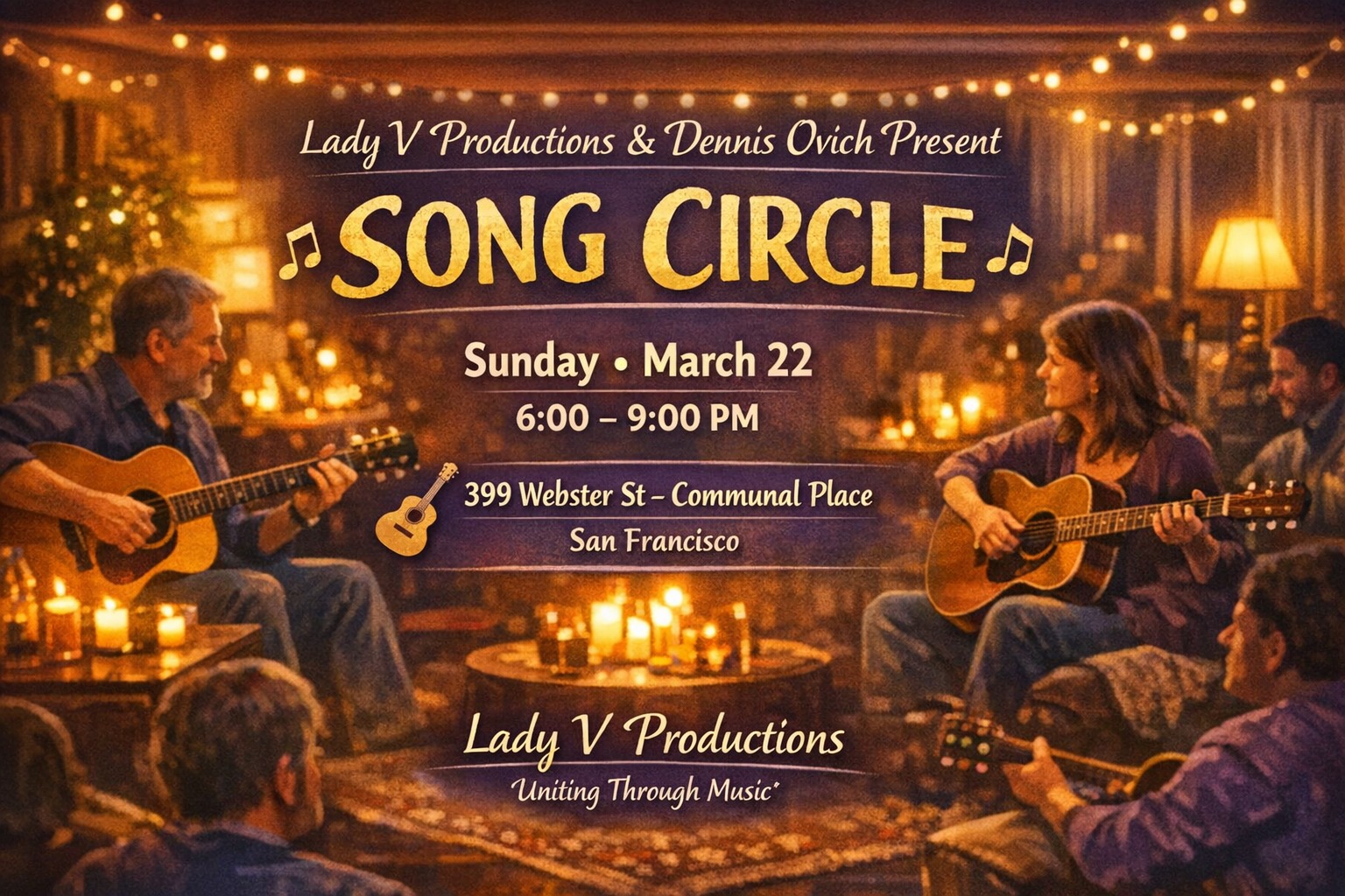 Flyer for Lady V's Song Circle at The Embassy