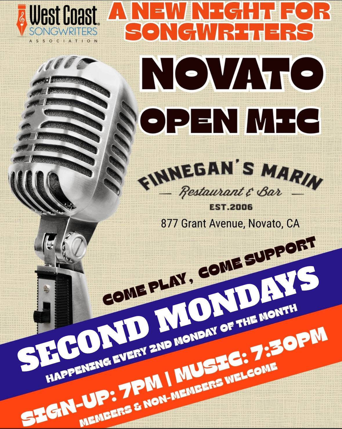 Flyer for WCS at Finnegan's Marin at Finnegan's