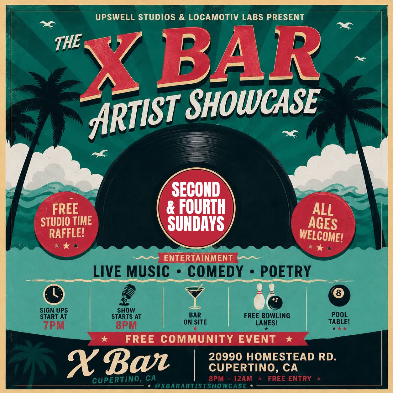 Flyer for X-Bar Artists' Showcase at X-Bar