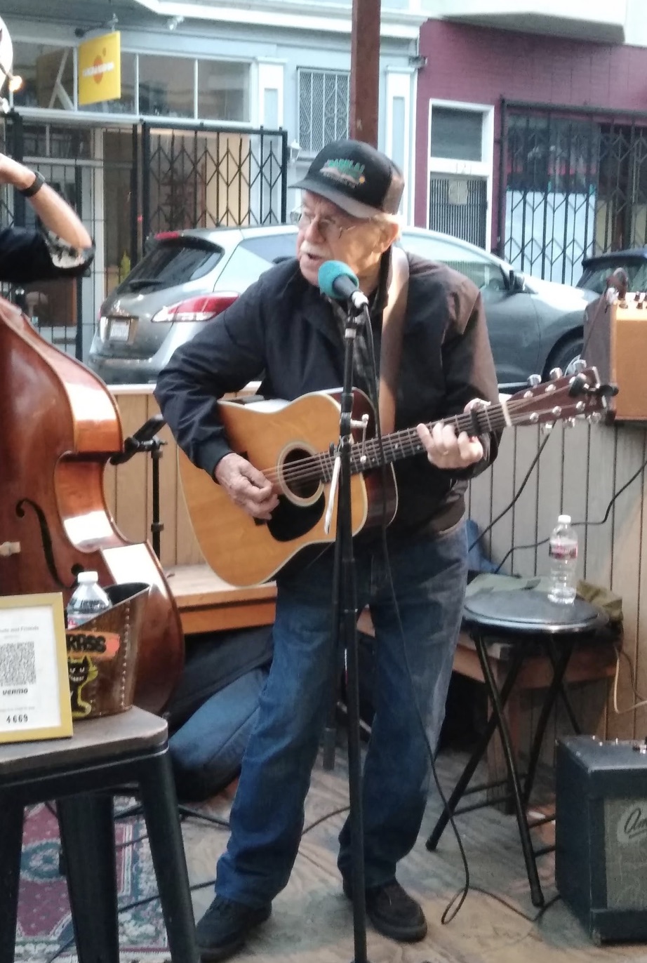Frank Holmes, host at Lucky Horseshoe Bluegrass Jam in Bernal Heights, San Francisco, CA
